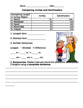 Preview of Comparing Inches and Centimeters