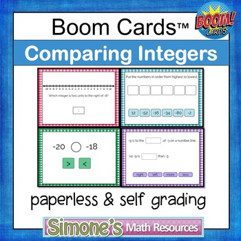 Preview of Comparing Integers Digital Interactive Boom Cards Distance Learning