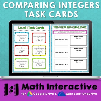 Preview of Comparing Integers Digital Task Cards