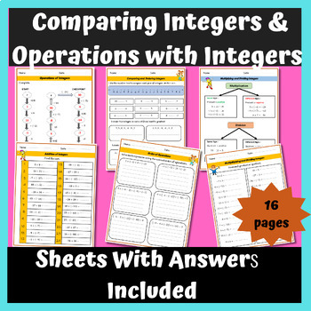 Preview of Fall Math Activities: Comparing Integers & Operations with Integers/Math Review