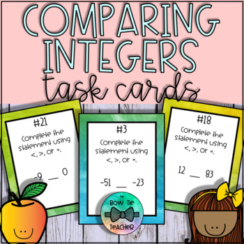 Preview of Comparing Integers Task Cards (40 Task Cards)