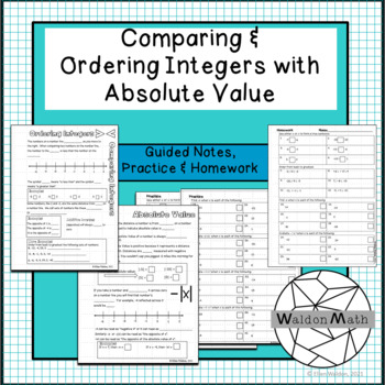 Preview of Comparing Integers with Absolute Value Guided Notes, Practice & Homework