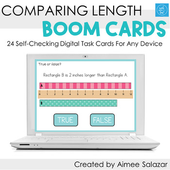 Preview of Comparing Length Boom Cards / Digital Task Cards / Distance Learning
