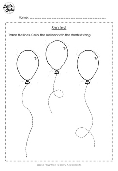 Pre-K Math: Comparing Length Worksheet by Little Dots | TpT