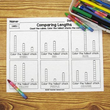 Comparing Lengths Worksheet by Teacher Gameroom | TpT