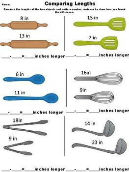 Preview of Comparing Lengths Worksheets (4 Pages)