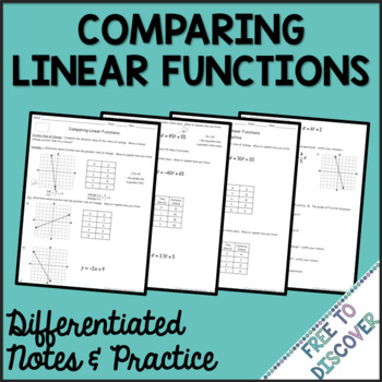 Preview of Comparing Linear Functions Notes & Practice