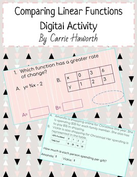 Preview of Comparing Linear Functions Digital Activity