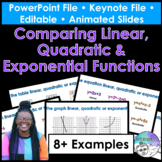 Comparing Linear, Quadratic & Exponential Functions PPT/Ke