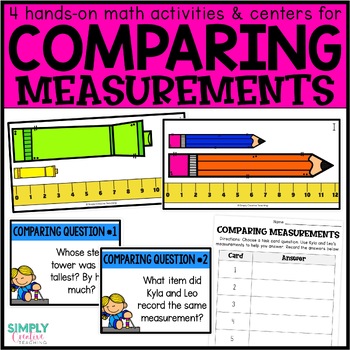 Preview of Comparing Measurement Lengths Math Centers | 2nd Grade | 2.MD.4