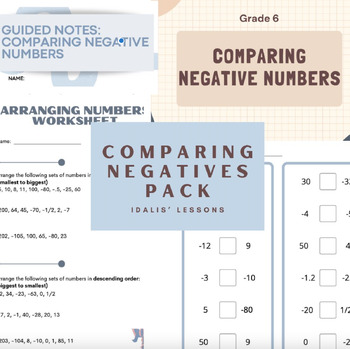 Preview of Comparing Negative Numbers Lesson, Guided Notes, Worksheets, and Quiz