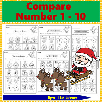 Preview of Comparing Number 1-10 | Written numerals | Christmas Theme | Kindergarten Math
