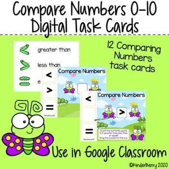 Preview of Comparing Numbers 0-10 Digital Task Cards Google Classroom
