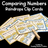Comparing Numbers 1-10 Spring Raindrops Clip Cards