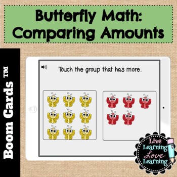 Preview of Comparing Numbers 1 to 10 | Butterfly Theme| Boom Cards