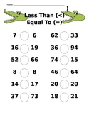 Comparing Numbers Alligator Worksheet - Greater Than, Less