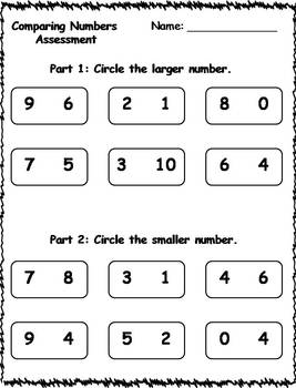 comparing numbers assessment freebie by klever kiddos tpt