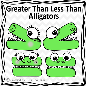 Preview of Comparing Numbers Clip Art - Greater Than Less Than Line Art Alligators