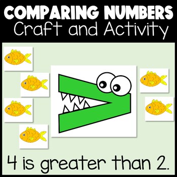 Preview of Comparing Numbers Craft & Math Center w/ Alligator Symbols Greater Less & Equal
