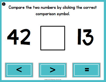 Digital Activity 1.NBT.B.3 Comparing Numbers by Sparkling in Second Grade