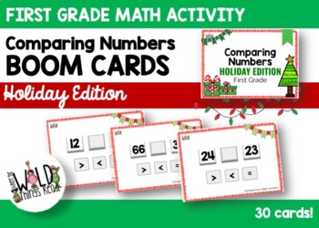 Preview of Holiday Comparing Numbers Boom Cards-2 Digit Numbers