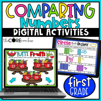 Preview of Comparing Numbers - Digital Math Activities - 1st Grade Math Practice