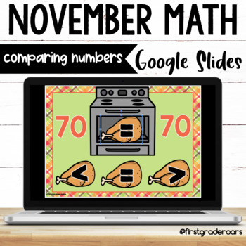 Preview of Comparing Numbers  Digital November Google Slides 