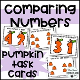 Comparing Numbers Fall Pumpkins Task Cards