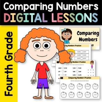 Preview of Comparing Numbers Fourth Grade | Interactive Google Slides | Math Skills Review