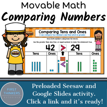 Preview of Comparing Numbers Tens and Ones Digital Math Game for Google Slides Seesaw