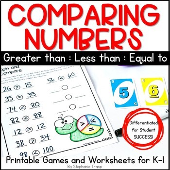 comparing numbers worksheet kindergarten teaching resources tpt