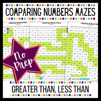 Preview of Comparing 3 & 4 Digit Numbers - Greater Than Less Than - Fun Worksheets / Game