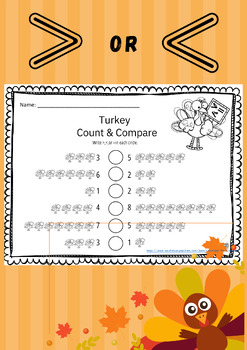 Comparing Numbers Kindergarten Turkey Math Activity by Teaching Kinders 309