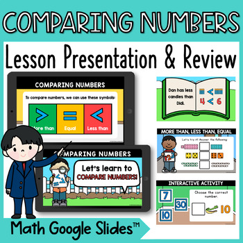 Preview of Comparing Numbers Kindergarten to 2nd Grade Math Google Slides ™