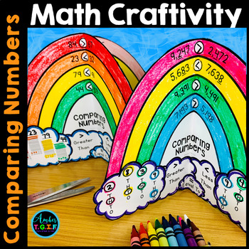 Preview of Comparing Numbers & Equations Math Craft End of the Year Summer Rainbow