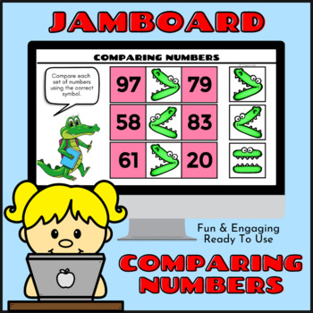 Preview of Comparing Numbers Greater / Less Than Google JamBoard Digital Activity Editable!