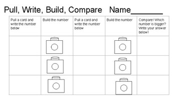 Preview of Comparing Numbers: Pull, Write, Build and Compare