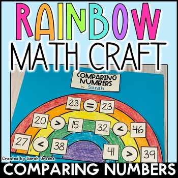 Preview of Comparing Numbers Rainbow Math Craft for Spring or St. Patrick's Day