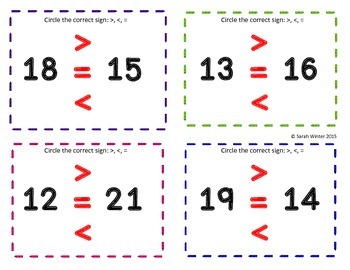 Comparing Numbers Task Cards by Sarah Winter | TPT