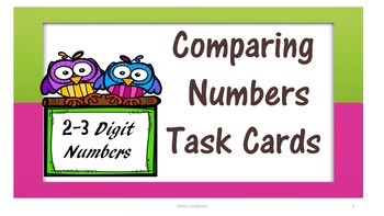 Preview of Comparing Numbers Task Cards (2-3 Digit Numbers)