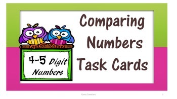 Preview of Comparing Numbers Task Cards (4-5 Digit Numbers)