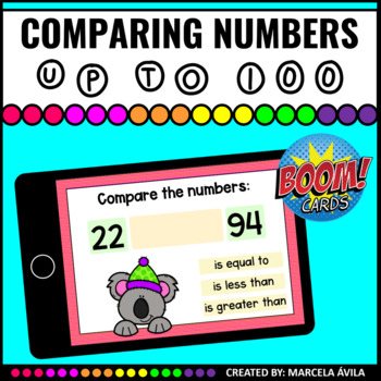 Preview of Comparing Numbers Up to 100 Boom Cards™ Distance Learning