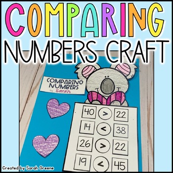 Preview of Comparing Numbers Craft for Valentine's Day