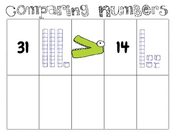 Preview of Comparing Numbers With Ali the Aligator-Work Mat