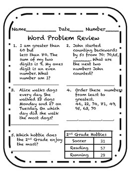 Comparing Numbers Word Problem Review Worksheet by Life of a KinderMom