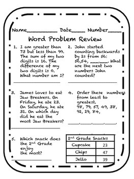 comparing numbers word problem review worksheet by life of a kindermom