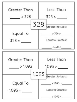 Comparing Numbers Worksheet by One Teacher's Tips | TpT