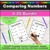 Comparing Numbers 0-20 Worksheets Bundle l Greater Than Less Than