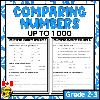 comparing and ordering numbers to 1000 worksheets grade 3 by brain ninjas