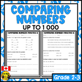 Comparing and Ordering Numbers to 1 000 Worksheets Grade 3